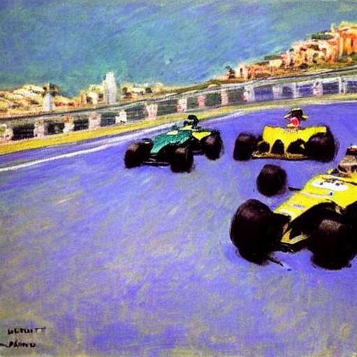 Prompt: Claude Monet Painting of the Monaco GP
